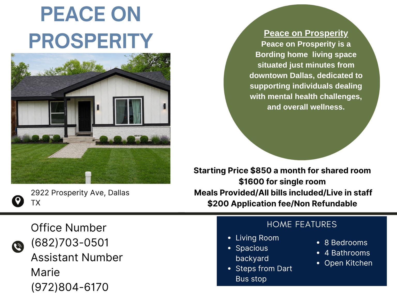 Peace on Prosperity property flyer